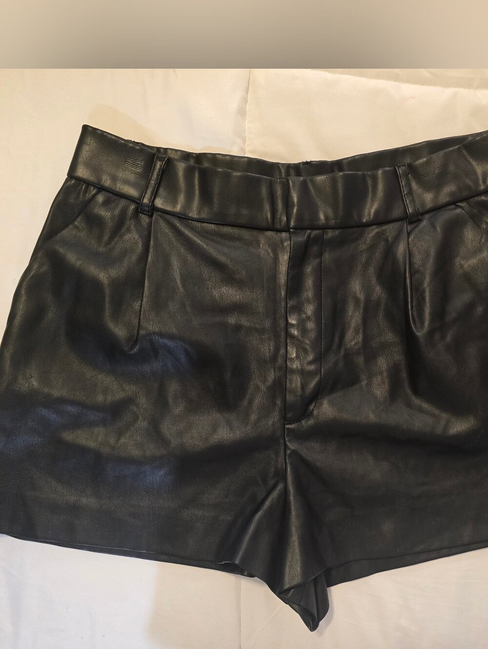 Zara Faux Leather High Rise Tailored Shorts